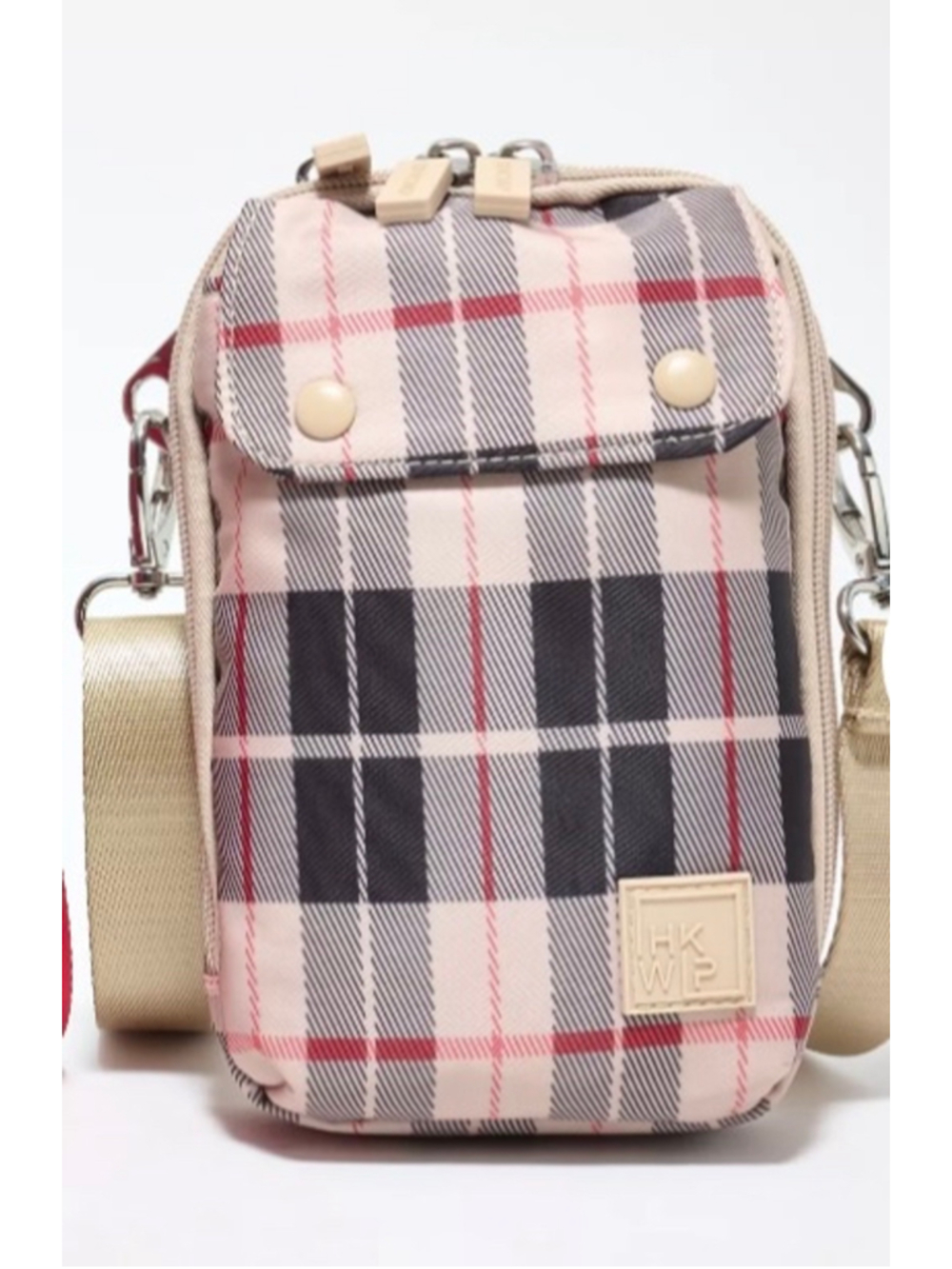 IHKWP Plaid Crossbody Bag Beige Black New